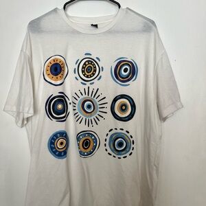 White T-Shirt with Evil Eye Design